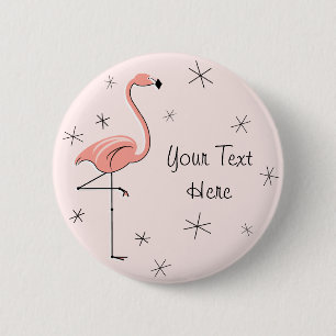 Badge Rond 5 Cm Bouton "Texte" rose Flamant rose