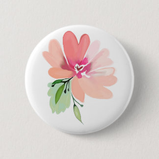 Badge Rond 5 Cm Bouton tiré par la main de fleur d'aquarelle