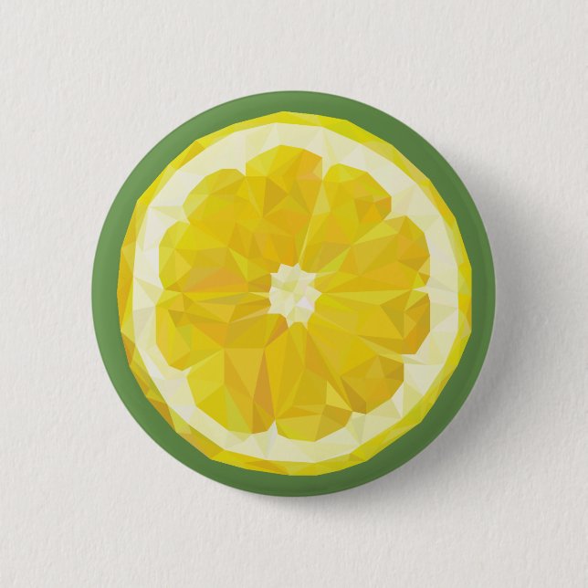 Badge Rond 5 Cm Bouton tranche citron jaune. (Devant)