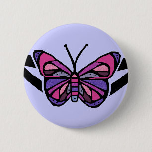 Badge Rond 5 Cm Bouton tribal coloré de papillon