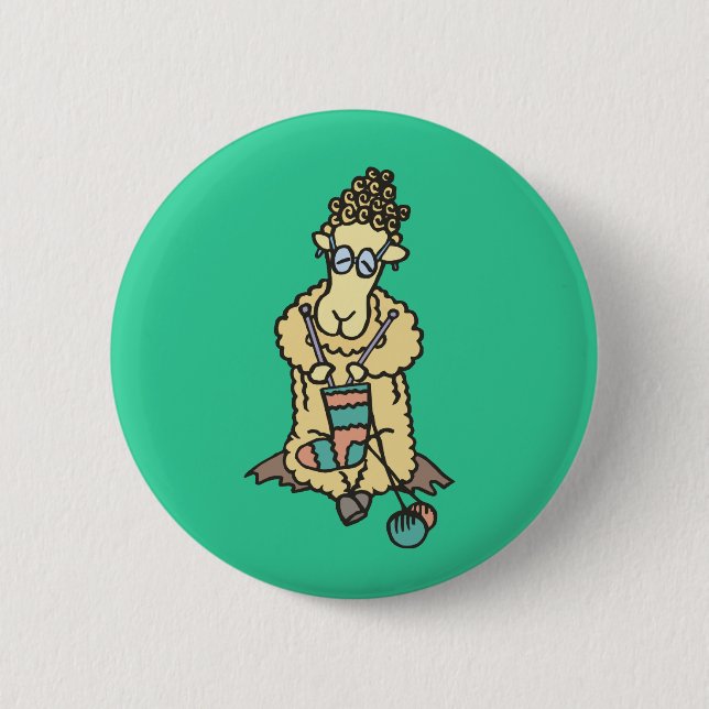 Badge Rond 5 Cm Bouton Tricot mouton (Devant)
