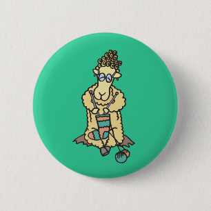 Badge Rond 5 Cm Bouton Tricot mouton