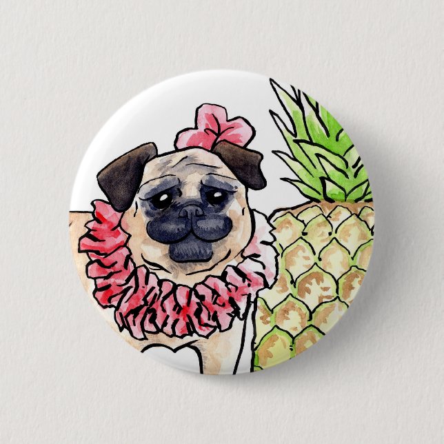 Badge Rond 5 Cm Bouton tropical de carlin (Devant)