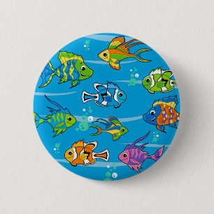 Badge Rond 5 Cm Bouton tropical mignon de poissons