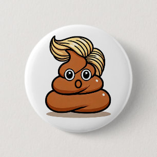Badge Rond 5 Cm Bouton "TRUMP POOP EMOJI"