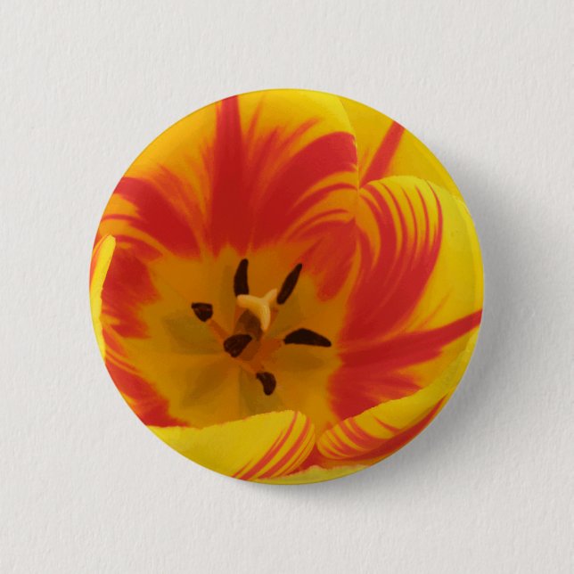 Badge Rond 5 Cm Bouton Tulipe Fiery (Devant)