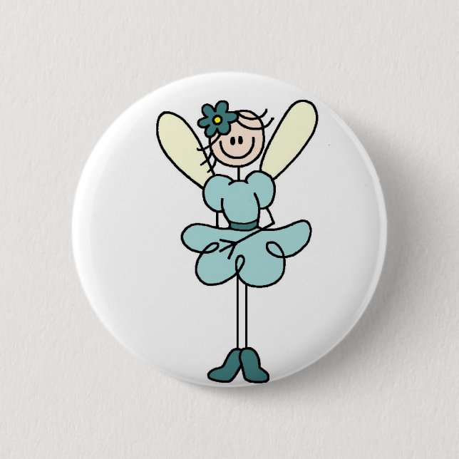 Badge Rond 5 Cm Bouton turquoise de fée d'ange (Devant)