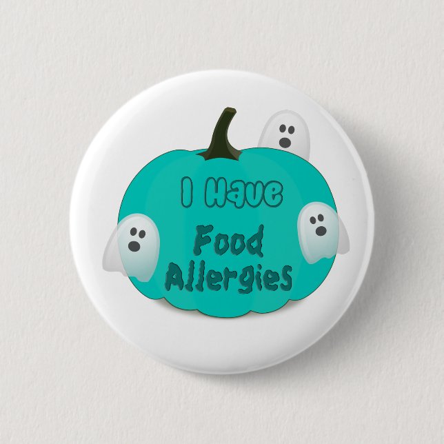 Badge Rond 5 Cm Bouton turquoise de Halloween de citrouille (Devant)