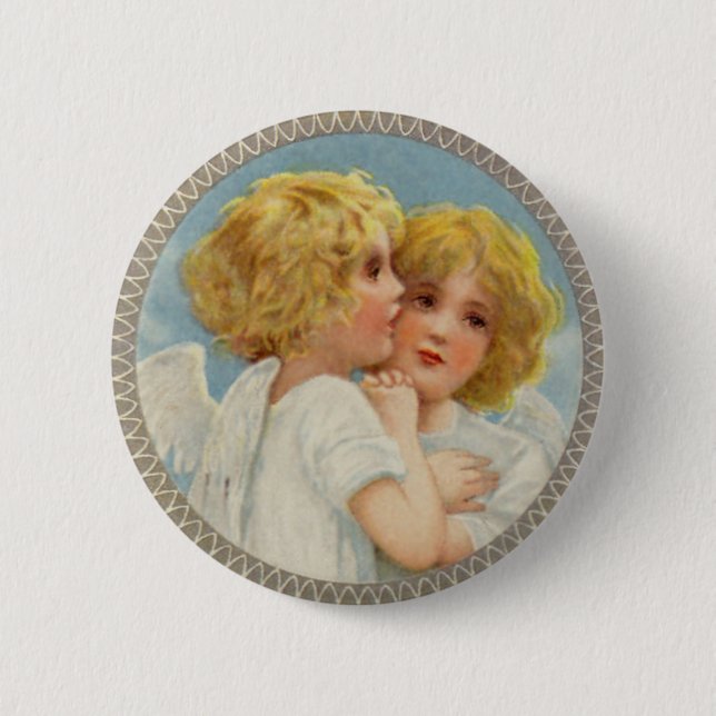 Badge Rond 5 Cm Bouton Twin Angels (Devant)