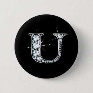 Badge Rond 5 Cm Bouton "U" à bille de diamant