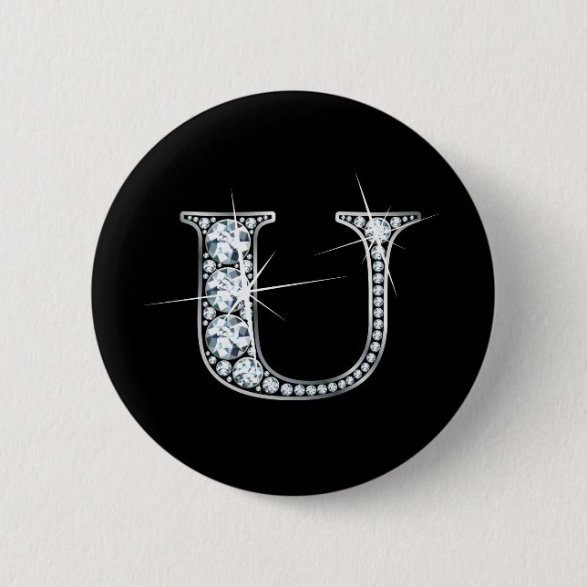 Badge Rond 5 Cm Bouton "U" à bille de diamant (Devant)
