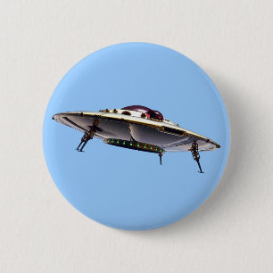 Badge Rond 5 Cm Bouton UFO métallique