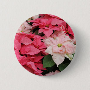 Badge Rond 5 Cm Bouton Vacances Joli Poinsettias