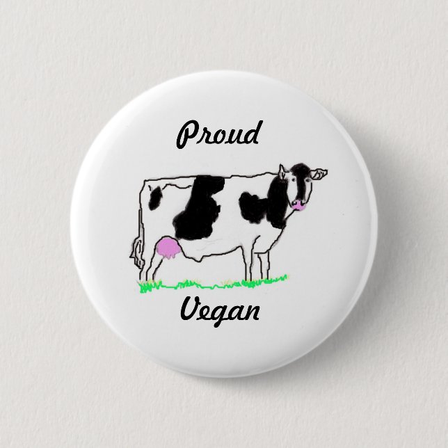 Badge Rond 5 Cm Bouton végétalien fier (Devant)