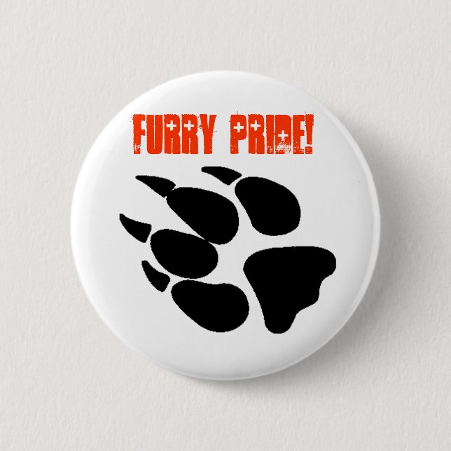 Badge Rond 5 Cm Bouton velu de Pawprint de fierté (Devant)