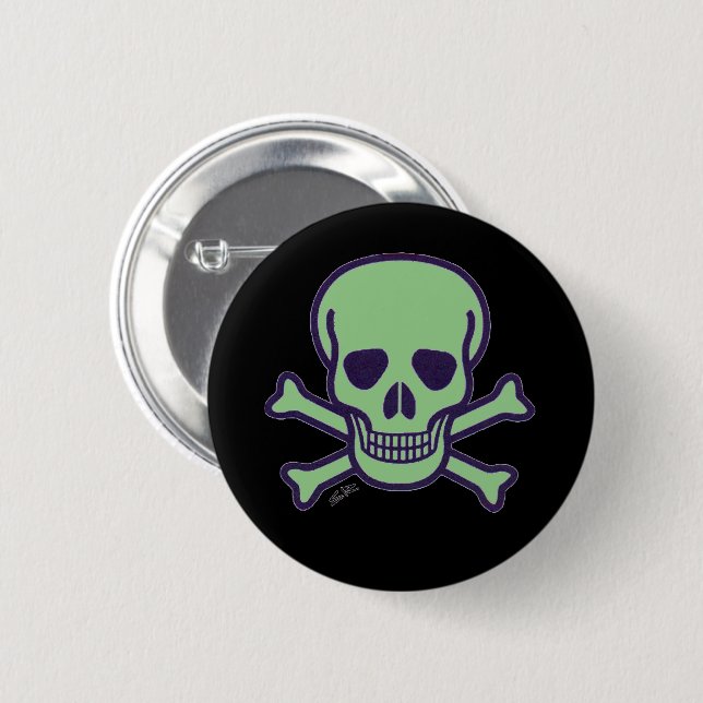 Badge Rond 5 Cm Bouton Vert crâne (Devant & derrière)