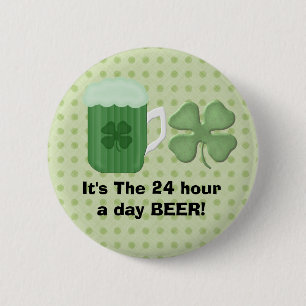 Badge Rond 5 Cm Bouton vert de bière