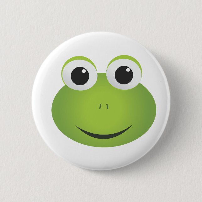 Badge Rond 5 Cm Bouton vert de grenouille de bande dessinée (Devant)