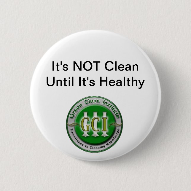 Badge Rond 5 Cm Bouton vert de nettoyage (Devant)