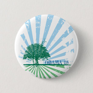 Badge Rond 5 Cm Bouton vert d'Obama