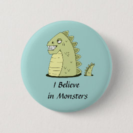 Badge Rond 5 Cm Bouton vert mignon Monster
