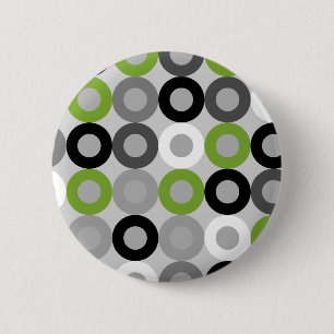 Badge Rond 5 Cm Bouton vert, noir et blanc moderne