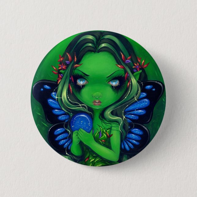 Badge Rond 5 Cm " Bouton vert "verdoyant (Devant)