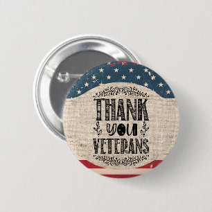 Badge Rond 5 Cm Bouton Vétérans Merci