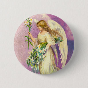 Badge Rond 5 Cm Bouton victorien d'ange de Pâques