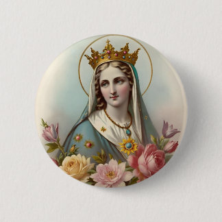 Badge Rond 5 Cm Bouton Vierge Marie