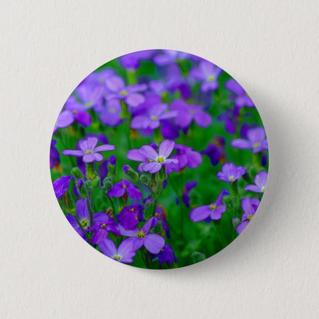 Badge Rond 5 Cm Bouton violet de fleurs (Devant)