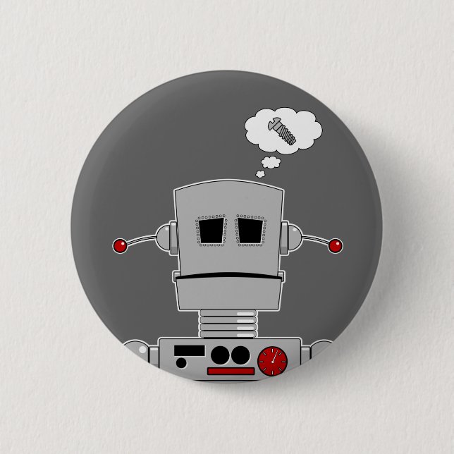 Badge Rond 5 Cm Bouton Vis Robot (Devant)