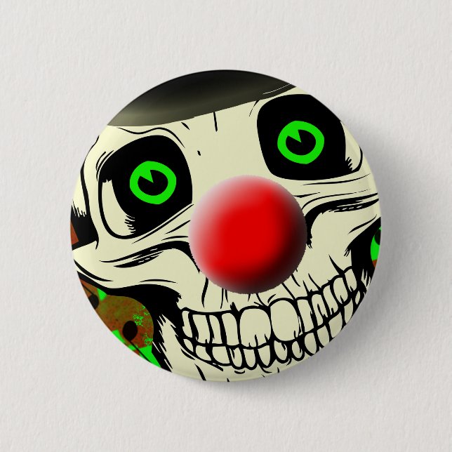 Badge Rond 5 Cm Bouton Visage Clown crânien effrayant (Devant)