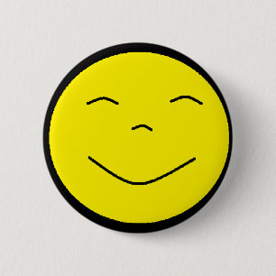Badge Rond 5 Cm Bouton Visage Jaune