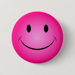 Badge Rond 5 Cm Bouton Visage rose