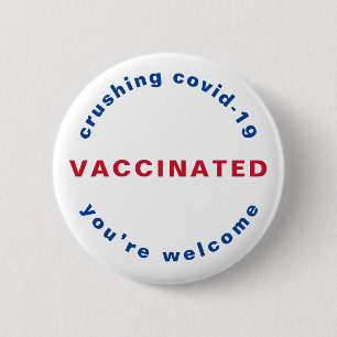Badge Rond 5 Cm Bouton Viva-19 entièrement vacciné 