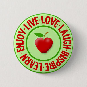 Badge Rond 5 Cm Bouton VIVANT de RIRE d'AMOUR…