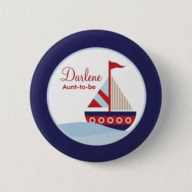 Badge Rond 5 Cm Bouton Voilier (Devant)