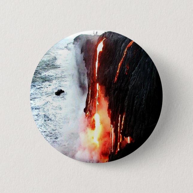 Badge Rond 5 Cm Bouton volcan hawaïen (Devant)
