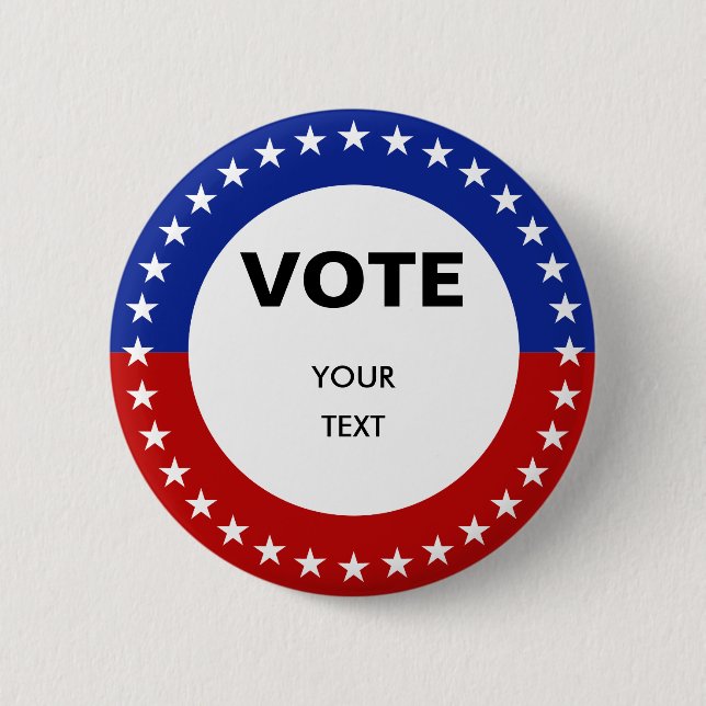 Badge Rond 5 Cm Bouton Vote Texte personnalisé (Devant)