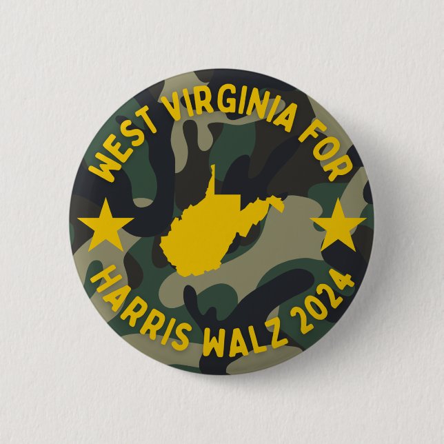 Badge Rond 5 Cm Bouton WV pour Harris/Walz Camo (Devant)