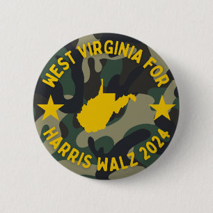 Badge Rond 5 Cm Bouton WV pour Harris/Walz Camo