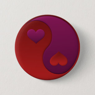 Badge Rond 5 Cm Bouton Yin Yang Valentine