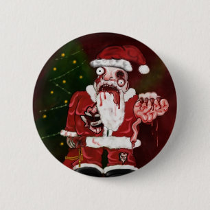 Badge Rond 5 Cm Bouton Zombie Père Noël