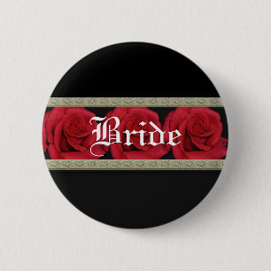 Badge Rond 5 Cm Boutonne le modèle - roses rouges personnalisable