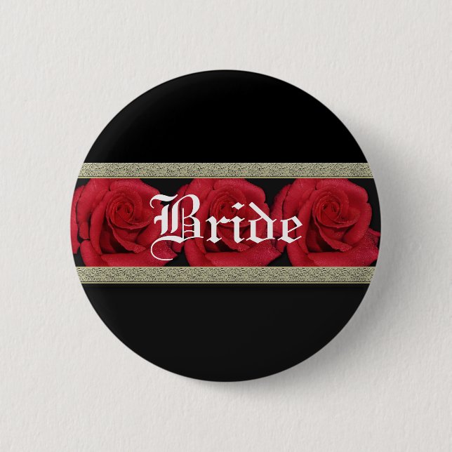 Badge Rond 5 Cm Boutonne le modèle - roses rouges personnalisables (Devant)