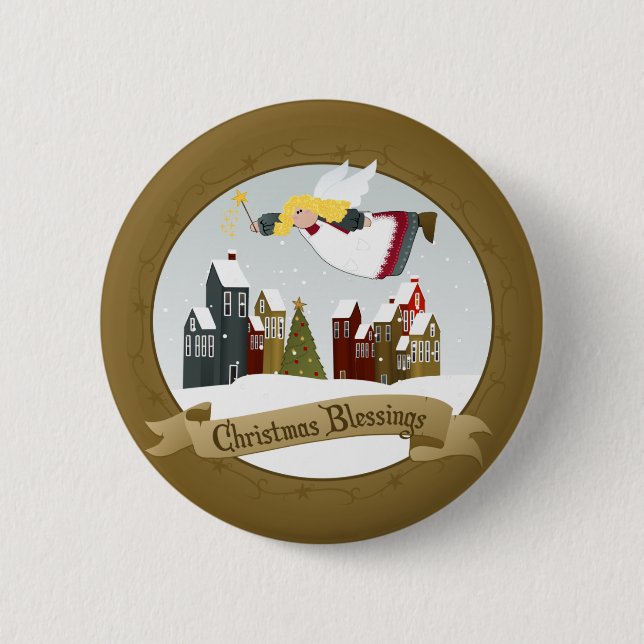 Badge Rond 5 Cm Boutons Angel de Noël / Pins (Devant)