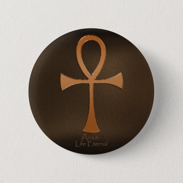 Badge Rond 5 Cm Boutons ANKH à effet cuivre égyptien (Devant)