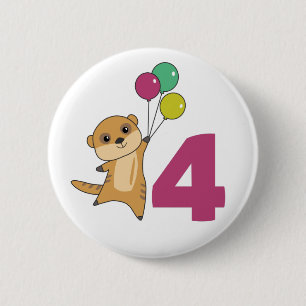Badge Rond 5 Cm Boutons d'anniversaire Meerkat, quatrième année Bo