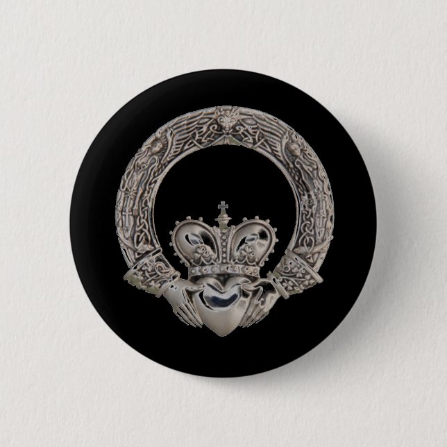 Badge Rond 5 Cm Boutons de Claddagh (Devant)